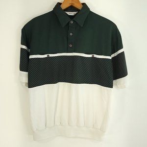 Vintage Milo Shirt Men's Large Banded Waist Pullover Green White Distressed